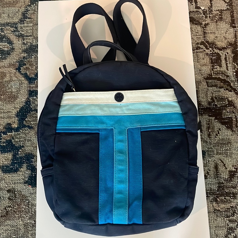 Tory Burch blue canvas backpack